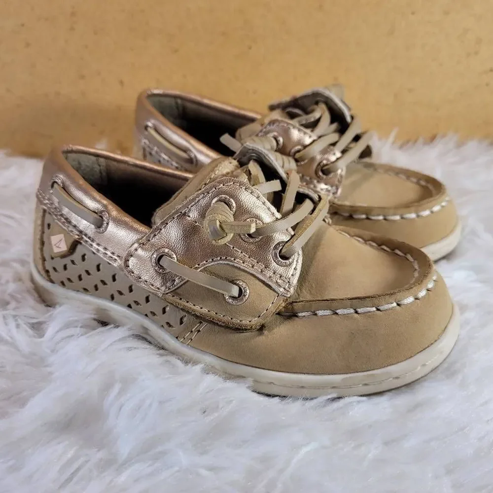 Sperry Girls Boat Shoes Rose Gold Songfish Jr.- Size 7.5- NEW
